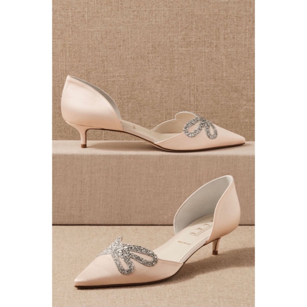 NEW IN BOX SOMETHING BLEU Darla D’Orsay Kitten Heels in Blush Satin